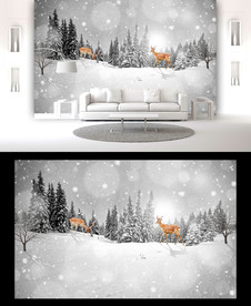 北欧麋鹿背景墙装饰画