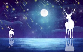 唯美手绘星空麋鹿图片