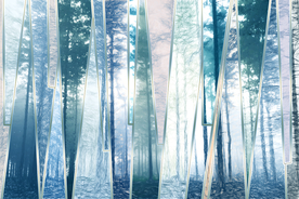 森林风景几何线条背景装饰画