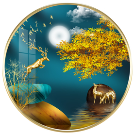 发财树麋鹿装饰画