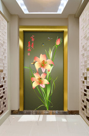 原创玄关手绘郁金花装饰画壁画