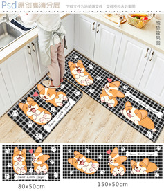 可爱柯基小狗厨房地垫