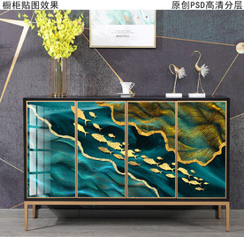 现代轻奢风玄关柜装饰画