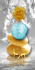 现代轻奢鹿山水玄关