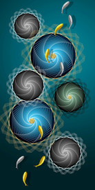 中式年轮金箔九条鱼玄关壁画