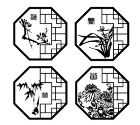 梅兰菊竹四君子花格