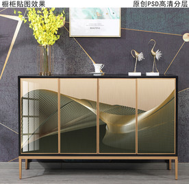 现代轻奢风抽象玄关柜装饰画