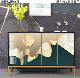 现代轻奢风抽象玄关柜装饰画