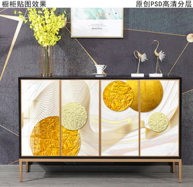 现代轻奢风抽象玄关柜装饰画