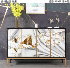 现代轻奢风抽象玄关柜装饰画