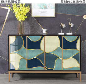 现代轻奢风抽象玄关柜装饰画