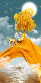 中式轻奢发财树玄关