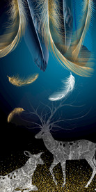 简约轻奢抽象艺术金色羽毛玄