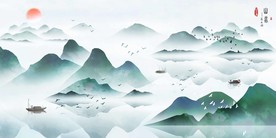 中式意境山水画