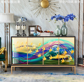 现代轻奢风玄关柜装饰画