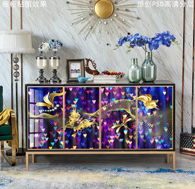 现代轻奢风玄关柜装饰画