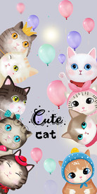 可爱卡通猫咪气球装饰画玄关