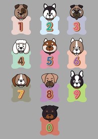 可爱卡通小狗数字牌