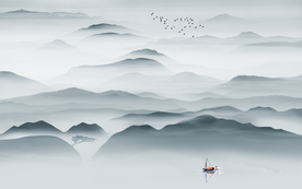 水墨山水背景墙 山水背景墙