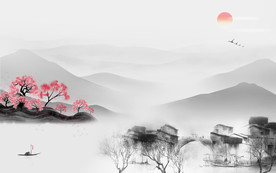 意境 大气风山水画 TIF分层