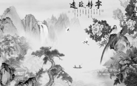 现代大气风山水画 TIF分层