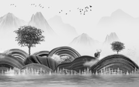 大气 背景墙装饰画 TIF分层