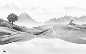 高清 大气风山水画 TIF分层