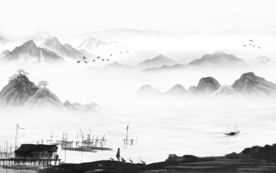 简约 山水画风景画 TIF分层