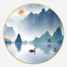 圆形山水画