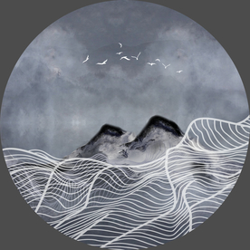 新中式山水 线条山水画