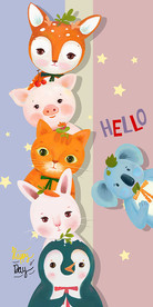 可爱卡通小动物玄关装饰画