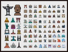 矢量世界名胜图标系列