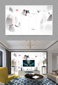 矢量山水登峰造极电视背景墙