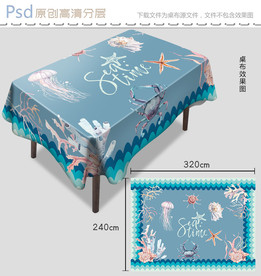 地中海海洋桌布花纹设计