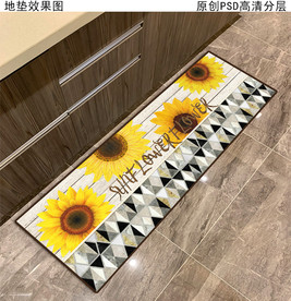 向日葵花欧式田园厨房地垫
