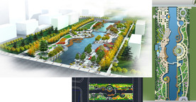 滨水景观效果图PSD分层CAD