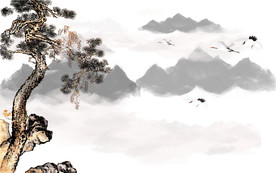 中国水墨画背景墙