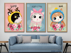 可爱猫咪大眼萌宠物无框画