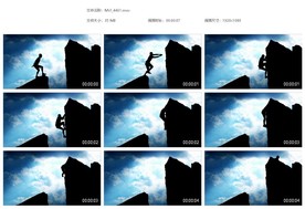登山攀爬剪影勇往直前向上奋进