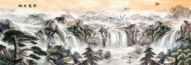 旭日东升巨幅山水画