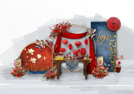 新中式创意红蓝撞色婚礼