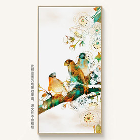 水墨花鸟玄关画