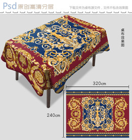 欧式复古宫廷花纹桌布设计
