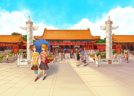 手绘新圆明园珠海美景素材