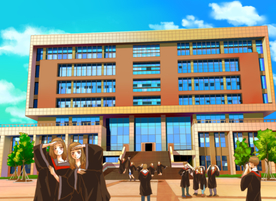 手绘中国药科大学图书馆美景素材