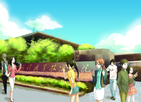 手绘武汉大学学院素材