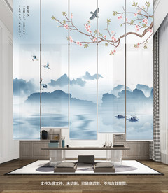 新中式山水卷帘