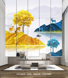 新中式麋鹿卷帘