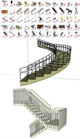 室内外旋转楼梯扶梯电梯模型