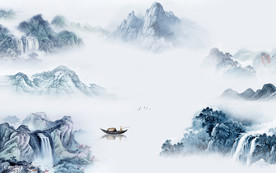 中式山水 国画山水画 客厅装饰